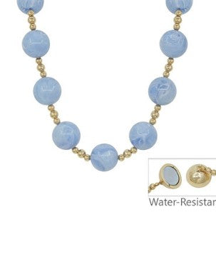 MARBLE AND CCB BALL NECKLACE - LIGHT BLUE