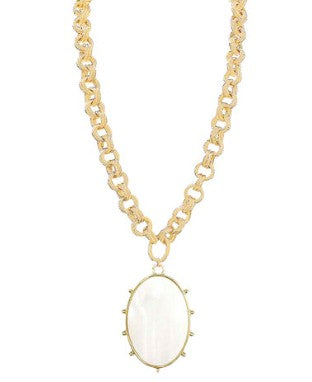 OVAL PENDANT CHAIN NECKLACE