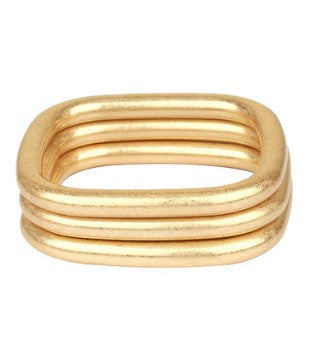 3 ROW SQUARE BRACELET - WORN GOLD