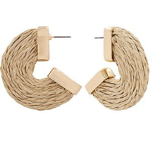 Layered Raffia Hoops - LIGHT BROWN/ GOLD
