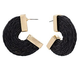 Layered Raffia Hoops - BLACK/ GOLD