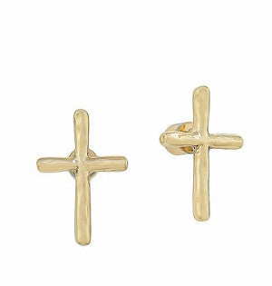 HAMMERED CROSS EARRINGS - GOLD