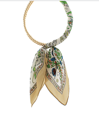 SILK SCARF WRAPPED COLLAR NECKLACE - LIGHT OLIVE