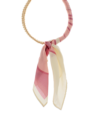 SILK SCARF WRAPPED COLLAR NECKLACE - DUST PINK