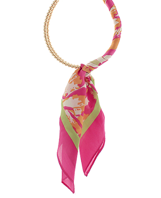 SILK SCARF WRAPPED COLLAR NECKLACE - FUCHSIA