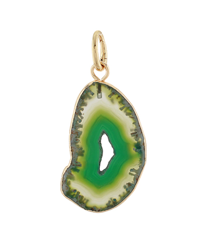 AGATE SLICE PENDANT CHARM - GREEN/GOLD