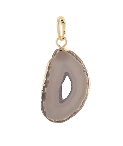 AGATE SLICE PENDANT CHARM - GREY/GOLD