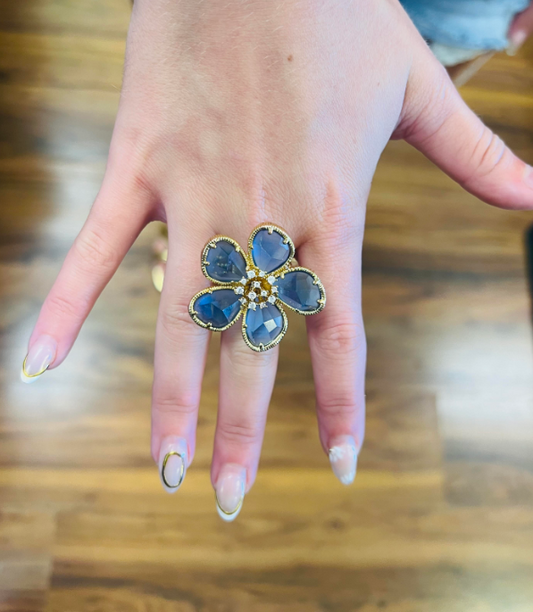 FLOWER RING - BLUE