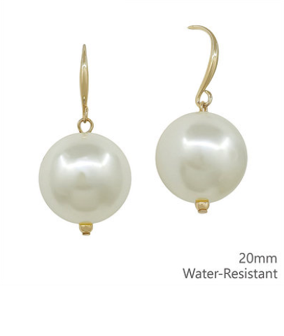 20mm PEARL EARRINGS - CREAM/GOLD