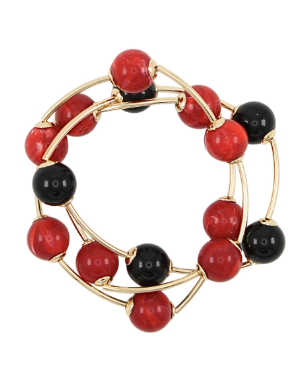 GAMEDAY 3 ROW ACRYLIC BRACELET - RED/BLACK