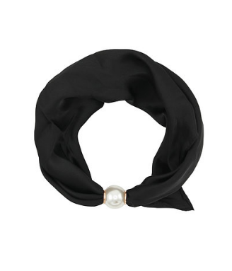 ACCENTED PEARL SCARF CHOKER - BLACK
