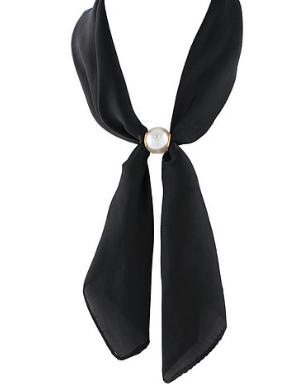 ACCENTED LONG PEARL SCARF CHOKER -BLACK