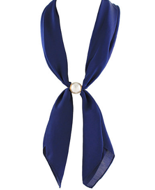 ACCENTED LONG PEARL SCARF CHOKER - NAVY