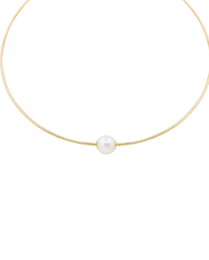 12MM PEARL WIRE CHOKER - GOLD