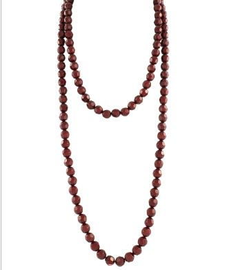 3 LAYERED BEAD NECKLACE - BURGUNDY
