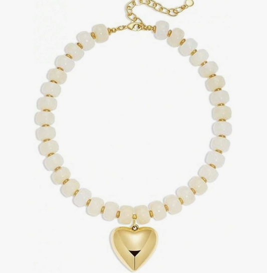 HEART NECKLACE - CREAM