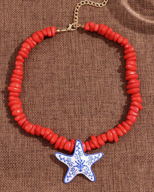 STARFISH BEADED PENDANT NECKLACE