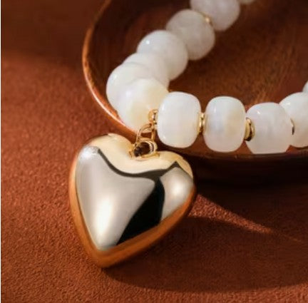 CHUNKY HEART NECKLACE - LIGHT PINK