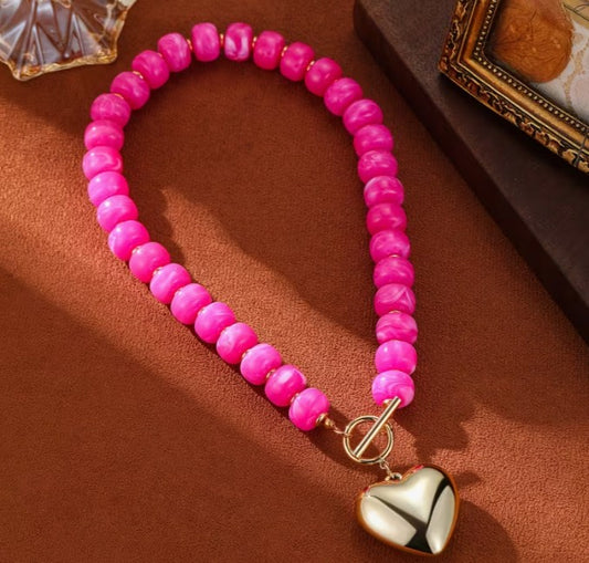 ACRYLIC CLASP HEART - PINK