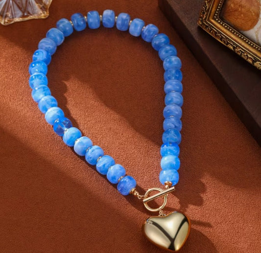 ACRYLIC CLASP HEART - BLUE