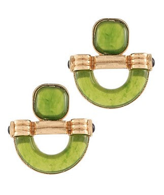 DOOR KNOCKER RESIN EARRINGS - OLIVE