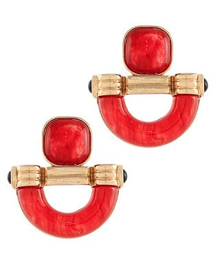 DOOR KNOCKER RESIN EARRINGS - RED
