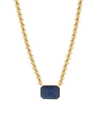 OCTAGON STONE & CCB BALL NECKLACE  - NAVY