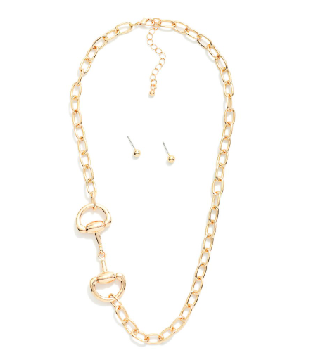 Chain Link Necklace Horsebit Stationary Pendant