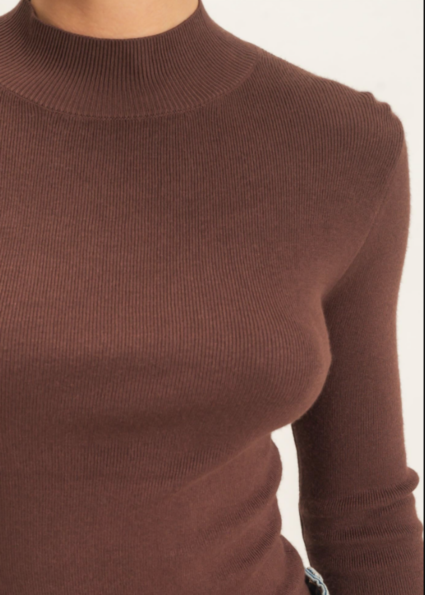 HAILEY MOCK NECK TOP - DARK BROWN