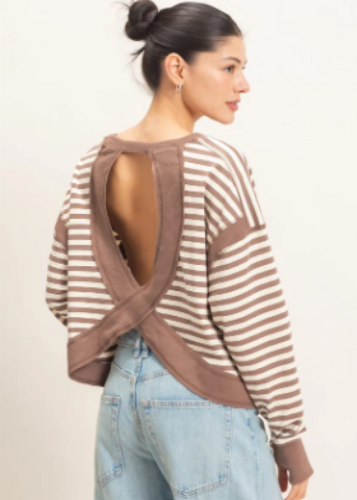 STRIPED NALA TOP - MOCHA