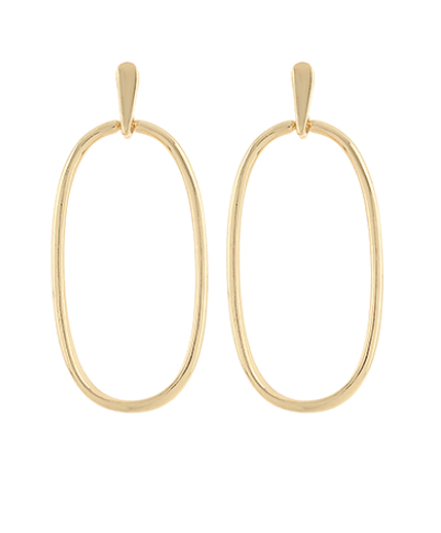 OVAL OUTLINE DANGLE EARRINGS- GOLD