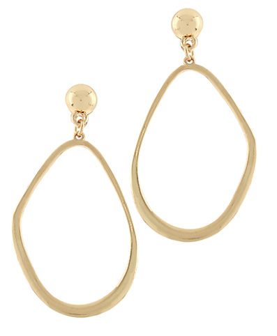 GEOMATRIC OVAL OUTLINE EARRINGS - GOLD