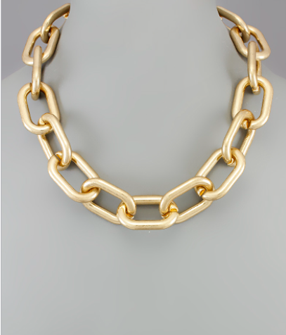 Bold CCB Chain Necklace-Worn Gold