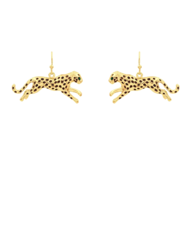Leopard Side View Earrings – Gold