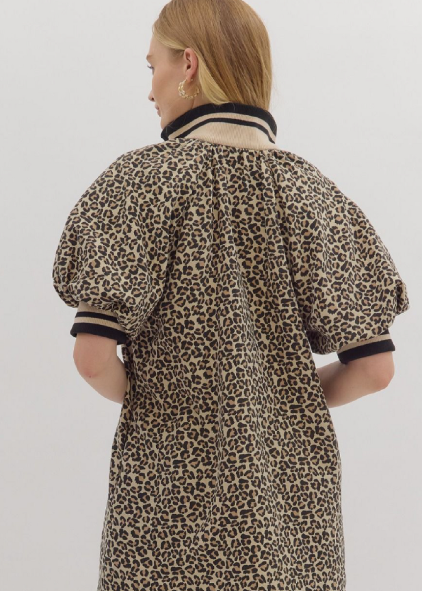 JENNA LEOPARD PRINT MINI DRESS - TAUPE