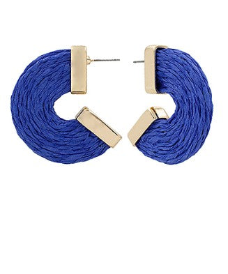 Layered Raffia Hoops - Blue/Gold