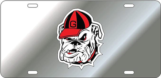 Georgia Bulldogs Silver Old Bulldog Head License Plate