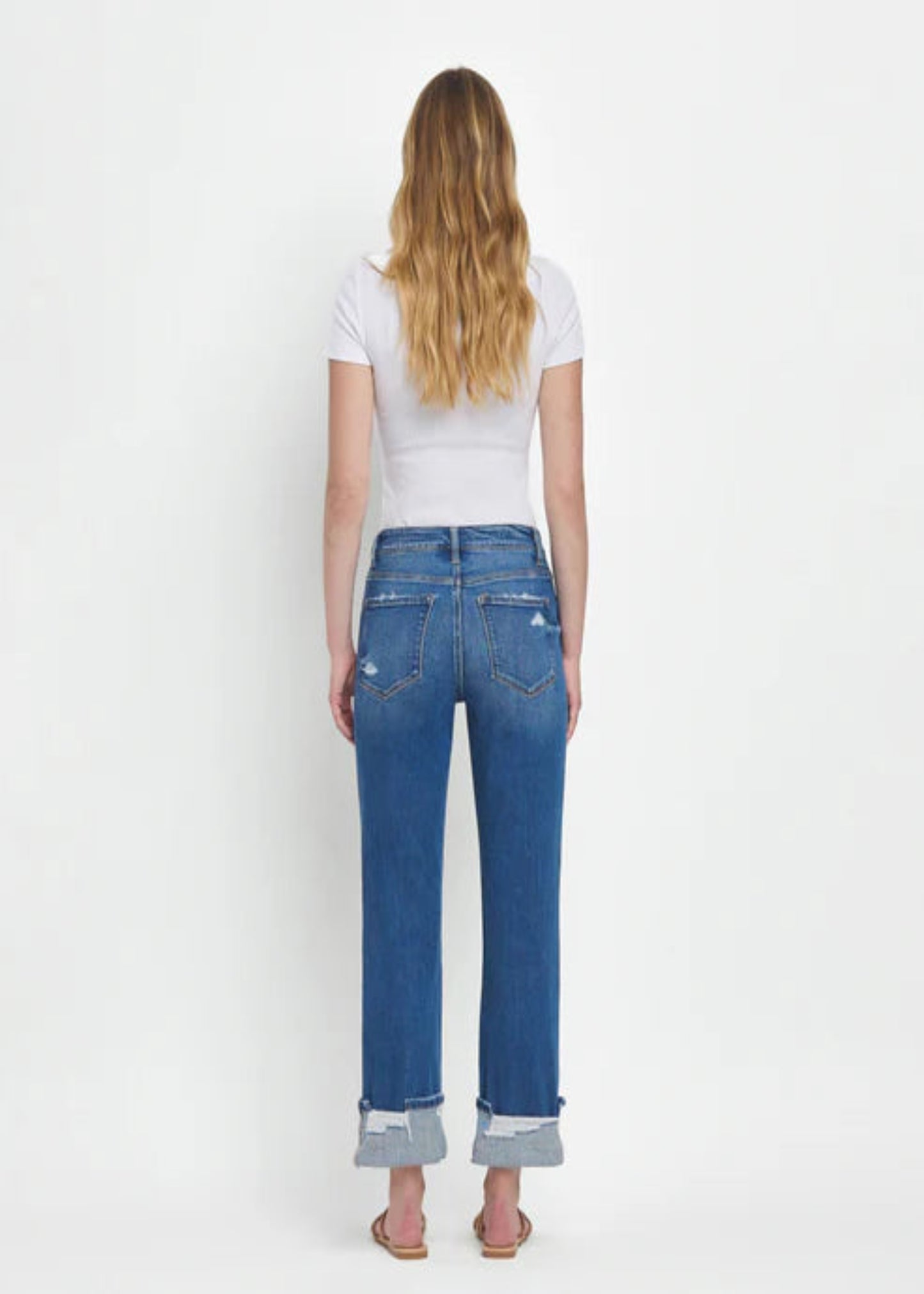 Daphne - High Rise Cuffed Straight Jeans