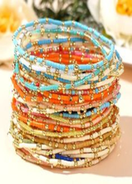 10 PIECE BOHO COLORFUL BEAD BRACELETS