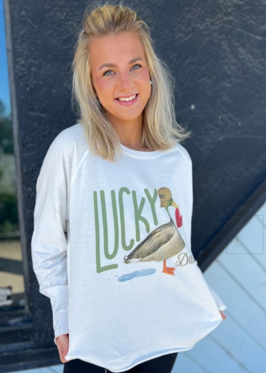 LUCKY DUCK LONG SLEEVE EDGY GRAPHIC TSHIRT