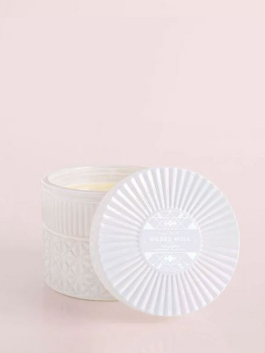 GILDED FACETED JAR-VOLCANO : 11 oz