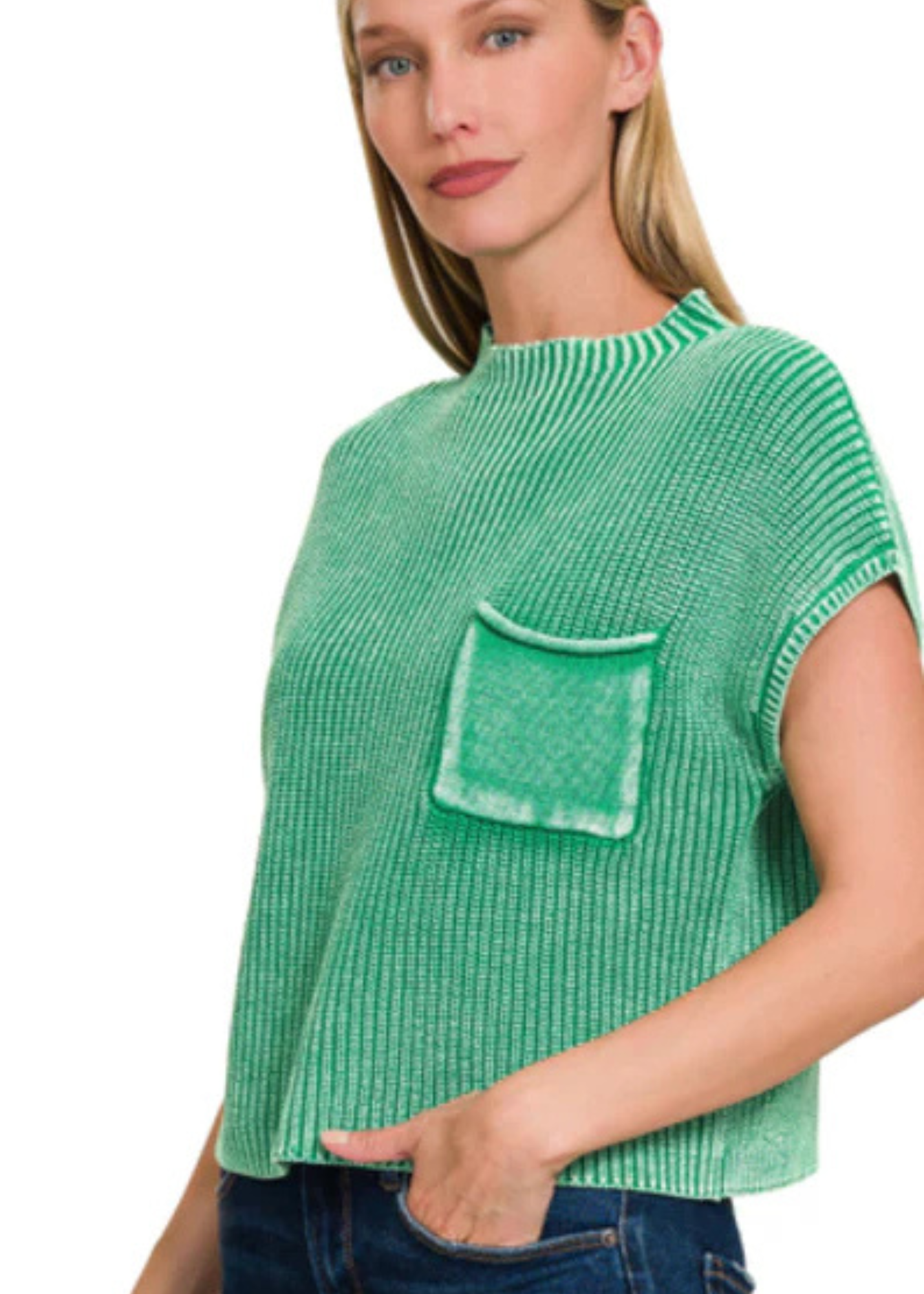 GLORIA MOCK NECK : K GREEN