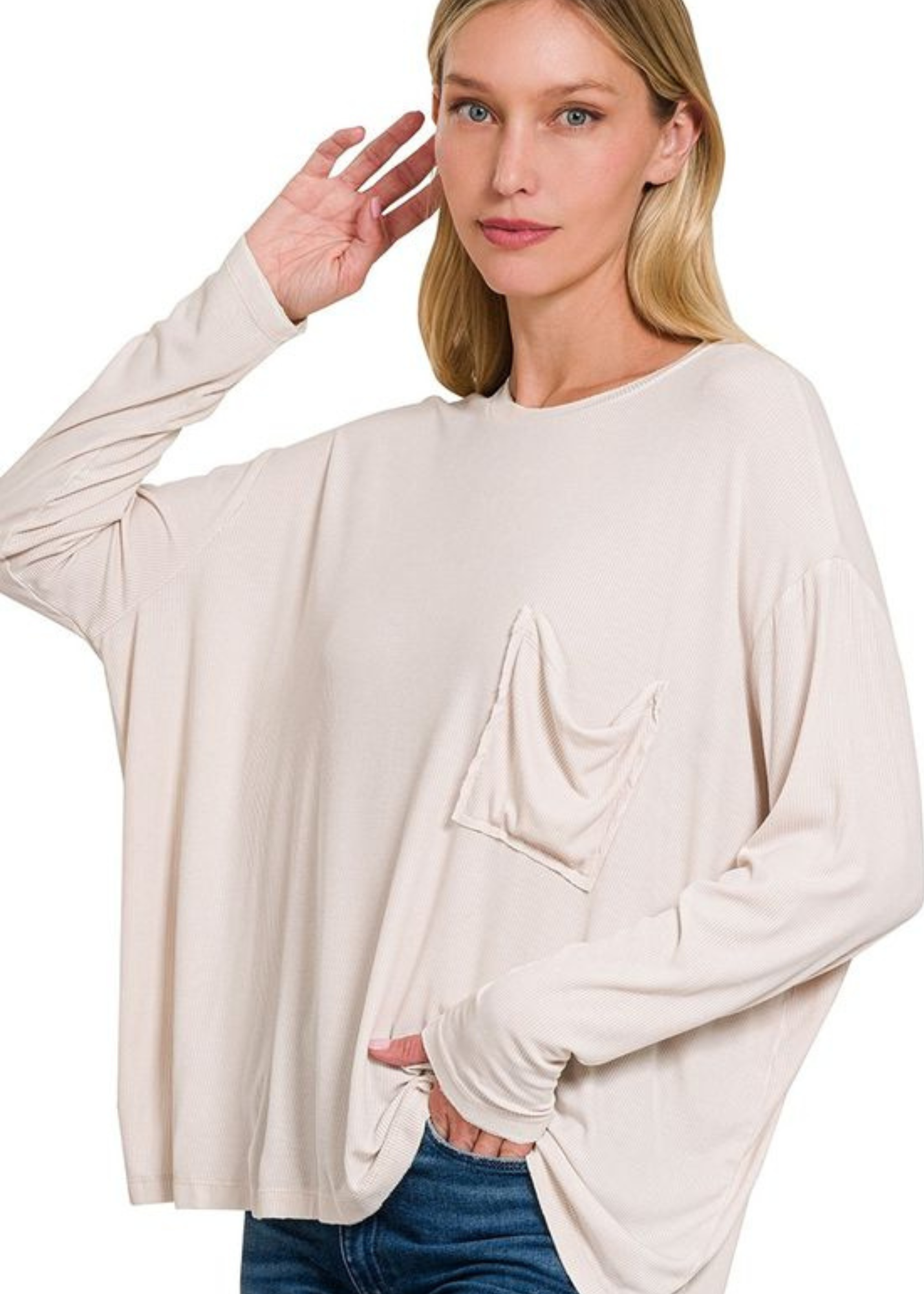 CHRISTI WASHED TOP: SAND BEIGE