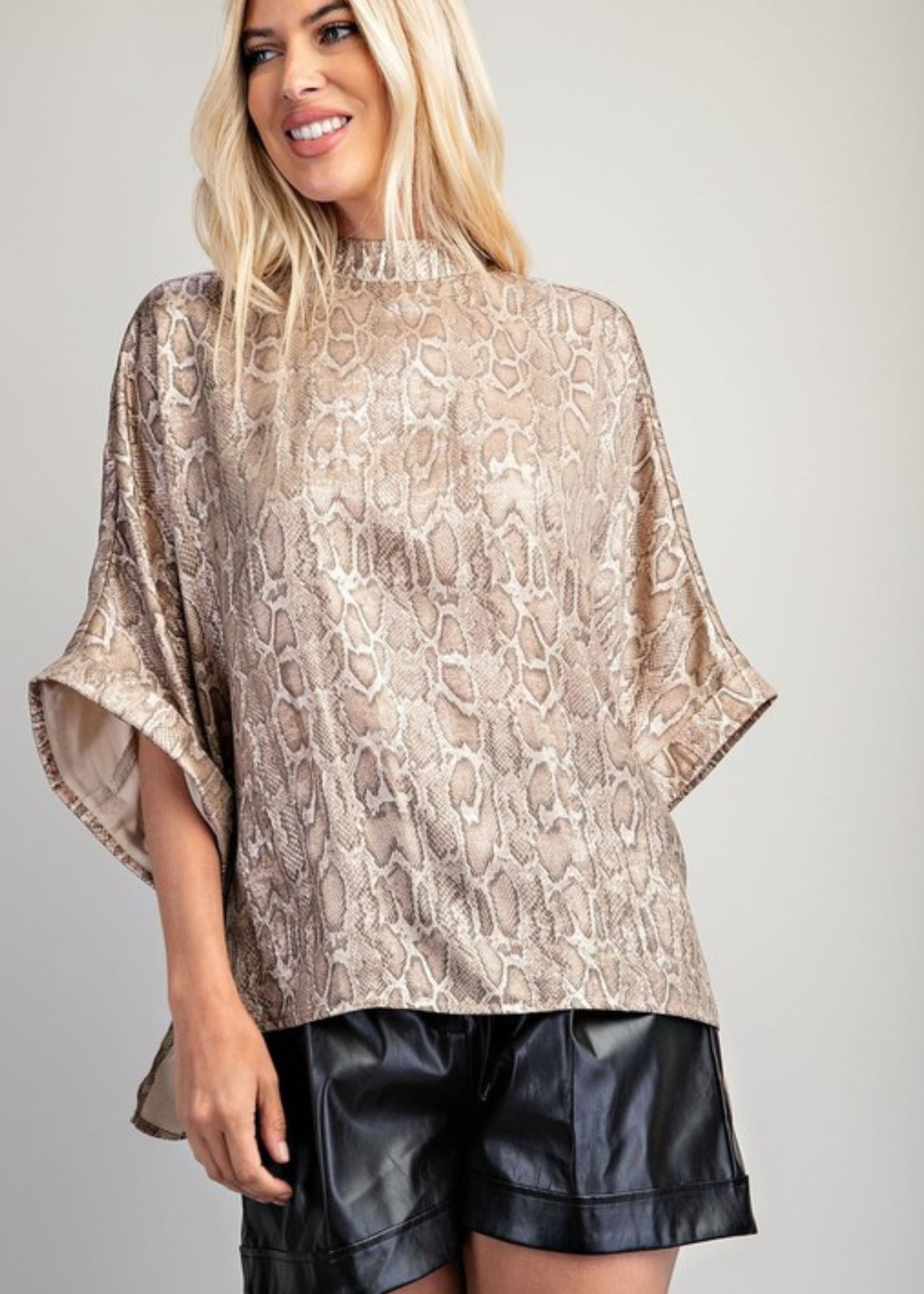 CARROLL MOCK NECK OVERSIZE TOP-TAUPE