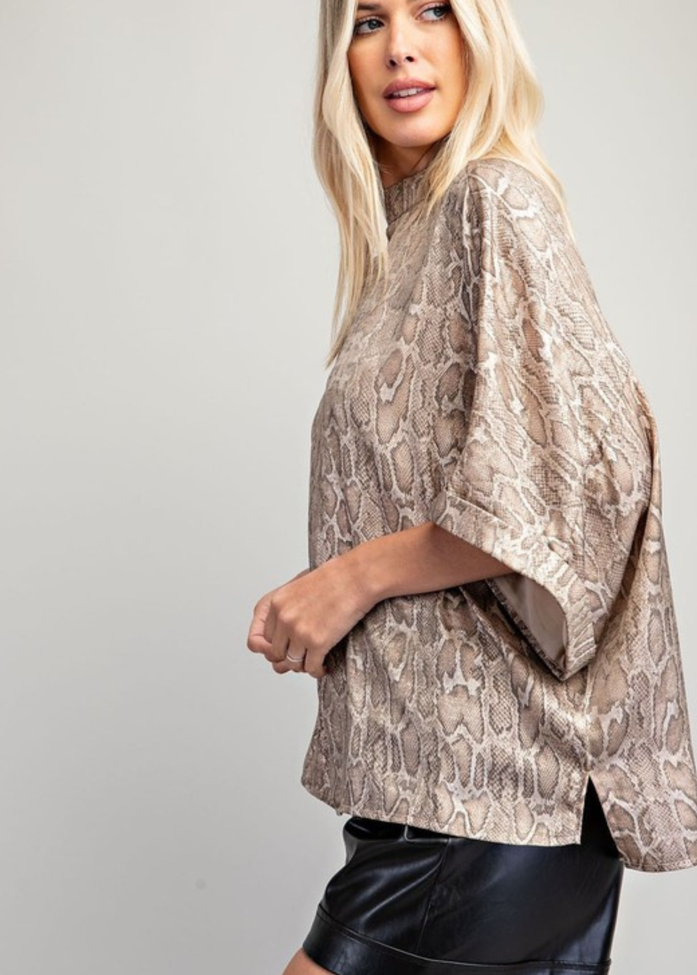 CARROLL MOCK NECK OVERSIZE TOP-TAUPE