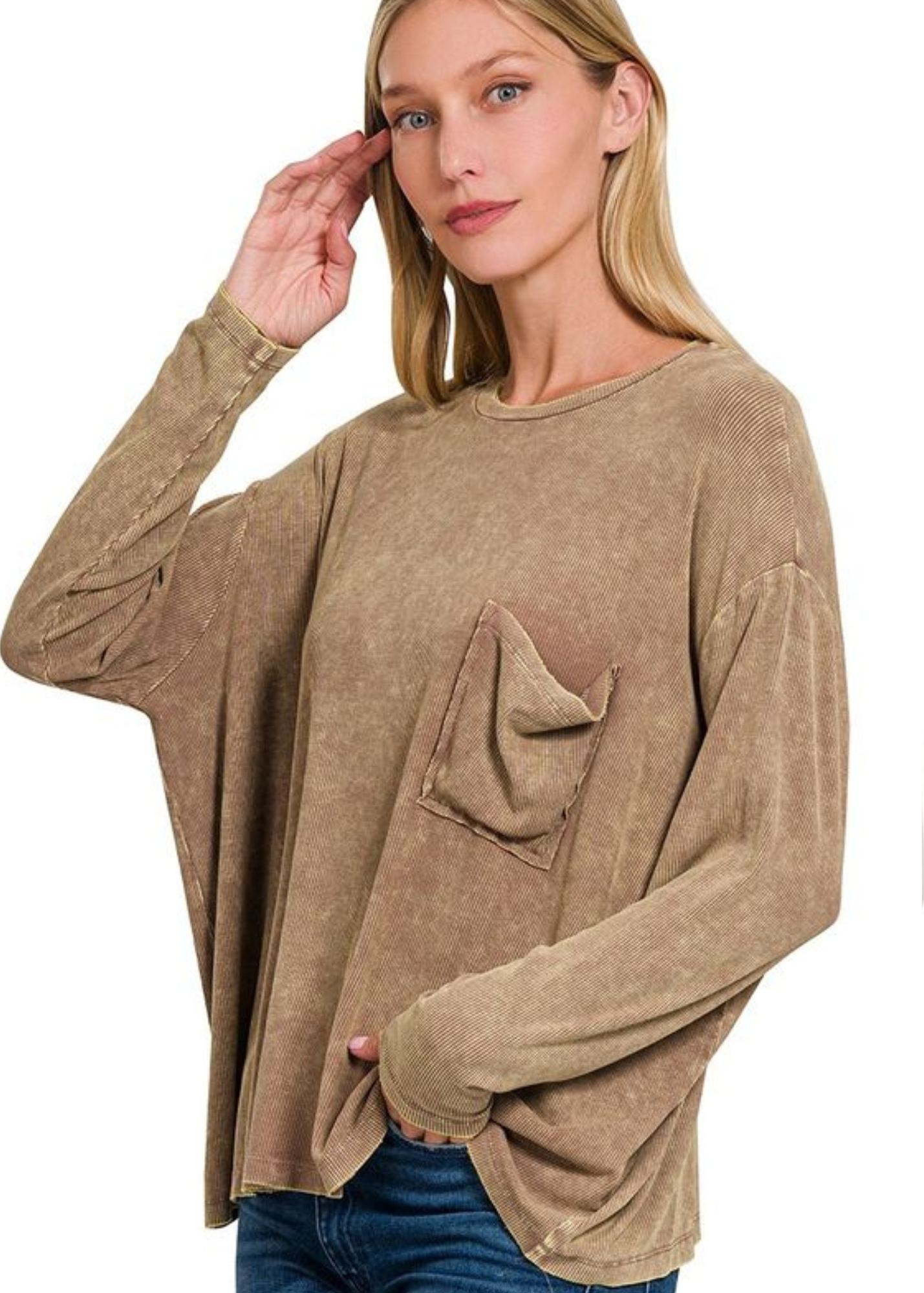 CHRISTI WASHED TOP: MOCHA