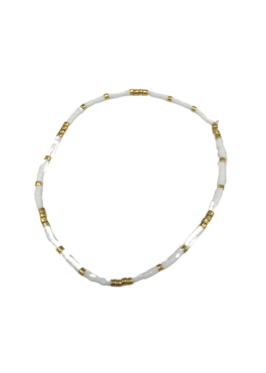 MIYUKI DELICA SEED BEED BRACELET-WHITE