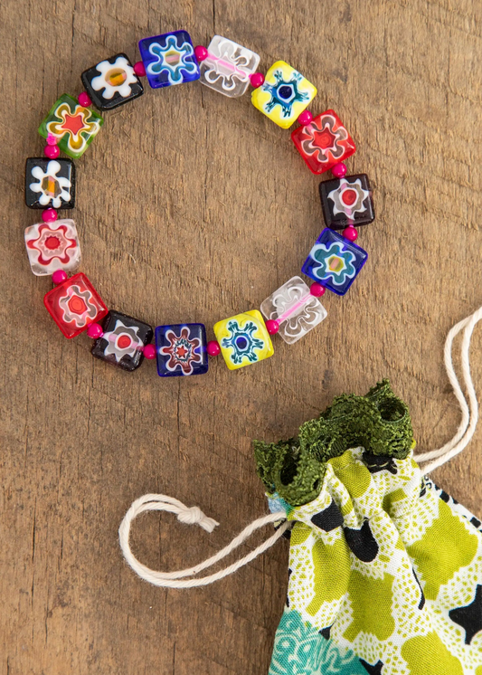 MILLEFIORI BEADED BRACELET - RAINBOW