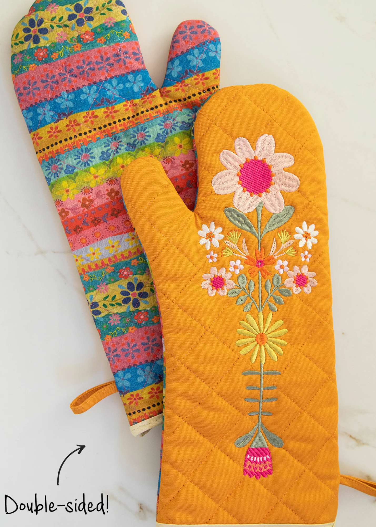 BAKE HAPPY DOUBLE-SIDED OVEN MITT -  FLORAL