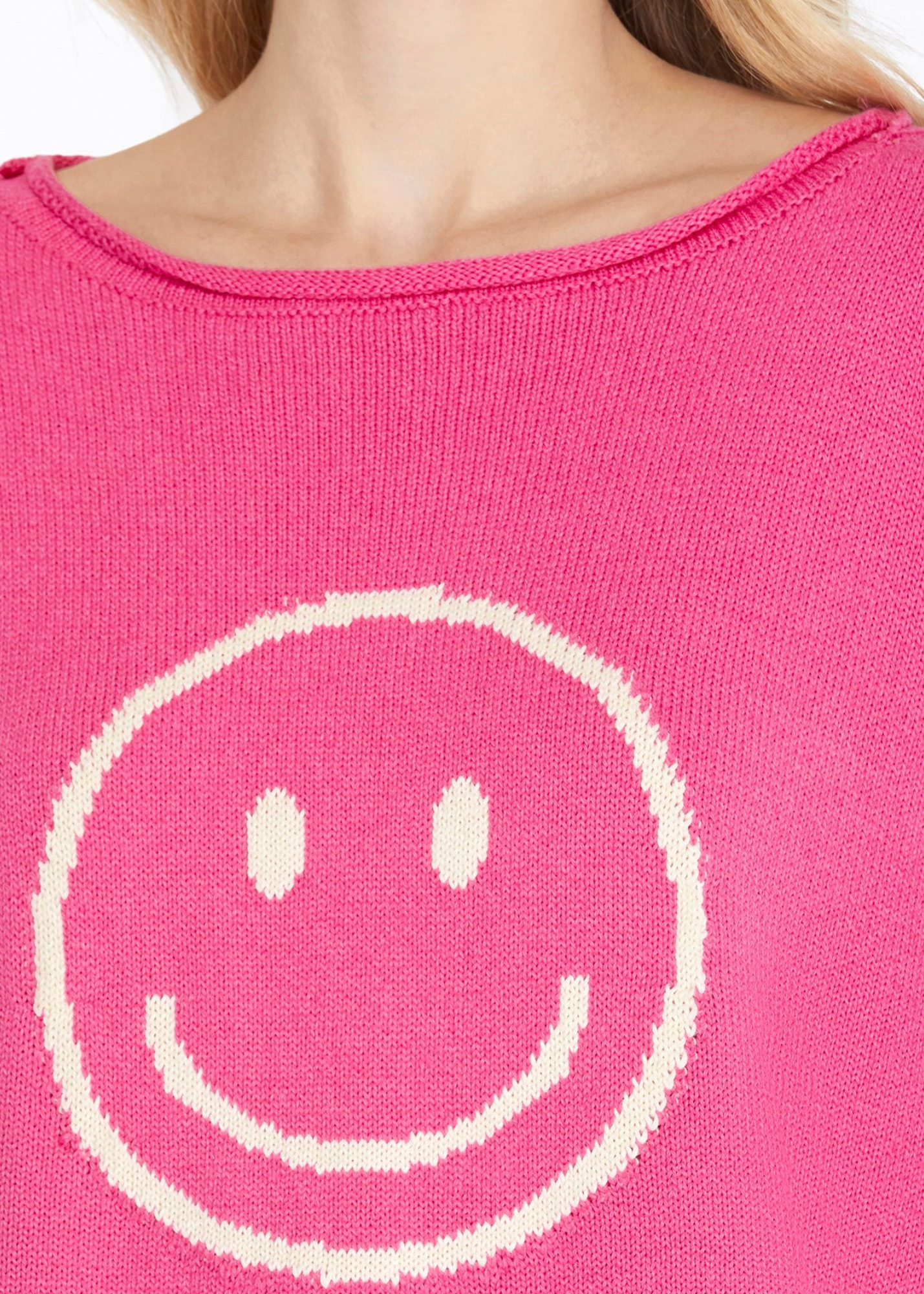 MILEY LS SMILEY FACE STEATER TOP-PINK